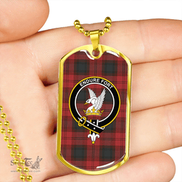 ScottishPlaid Lindsay Black lines Weathered Clan Tartan Dog Tag Necklace - Crest Classic Scottish Plaid Tartan Plaid