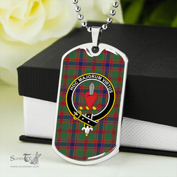 ScottishPlaid Logan Light Modern Clan Tartan Dog Tag Necklace - Crest Classic Scottish Plaid Tartan Plaid