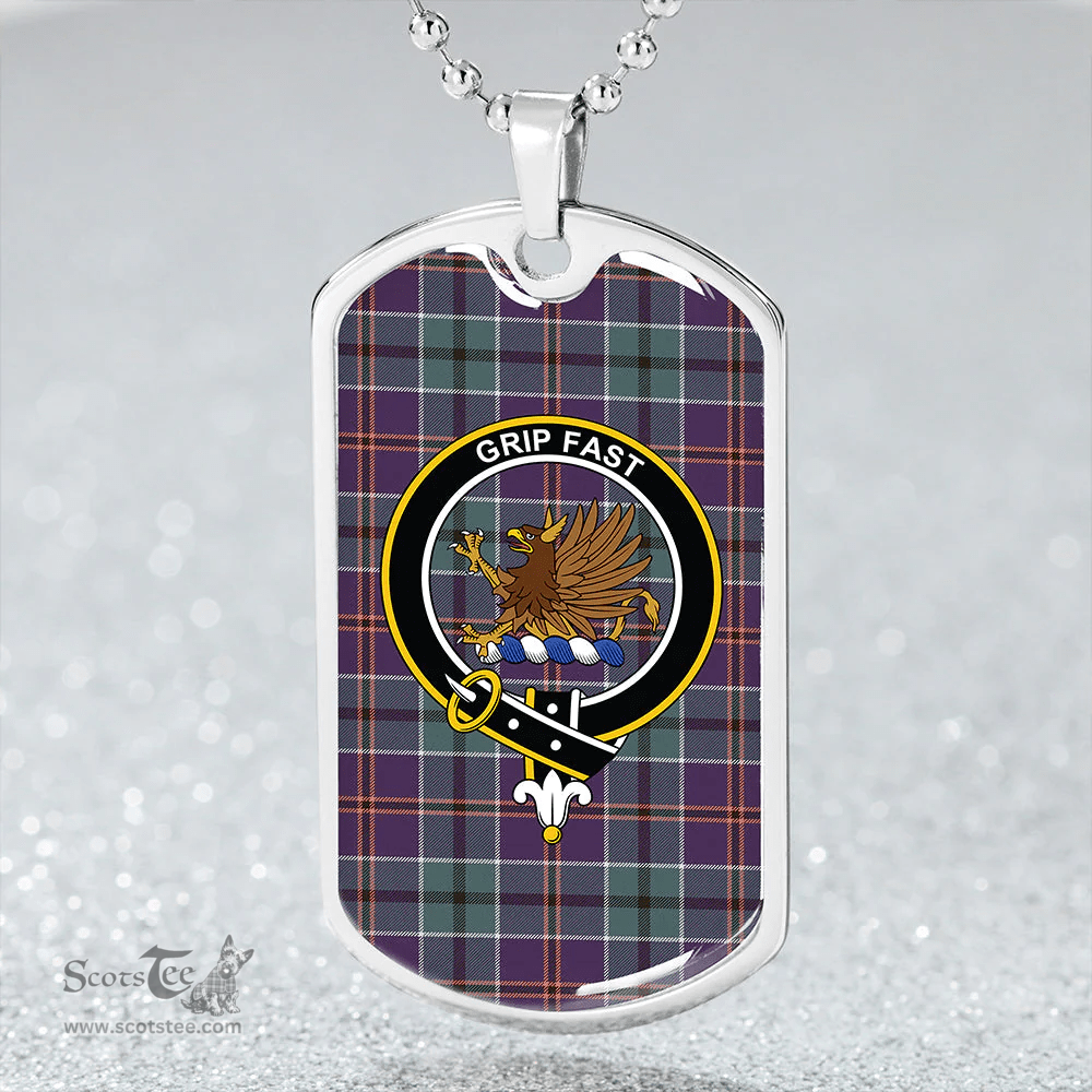 ScottishPlaid Leslie of the Hebrides Weathered Clan Tartan Dog Tag Necklace - Crest Classic Scottish Plaid Tartan Plaid