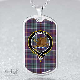 ScottishPlaid Leslie of the Hebrides Weathered Clan Tartan Dog Tag Necklace - Crest Classic Scottish Plaid Tartan Plaid