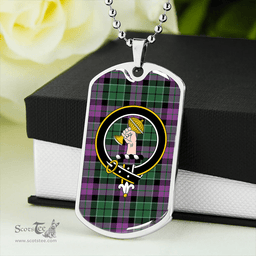 ScottishPlaid Lennie (Leny) Ancient Clan Tartan Dog Tag Necklace - Crest Classic Scottish Plaid Tartan Plaid