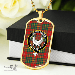 ScottishPlaid Leask Modern Clan Tartan Dog Tag Necklace - Crest Classic Scottish Plaid Tartan Plaid