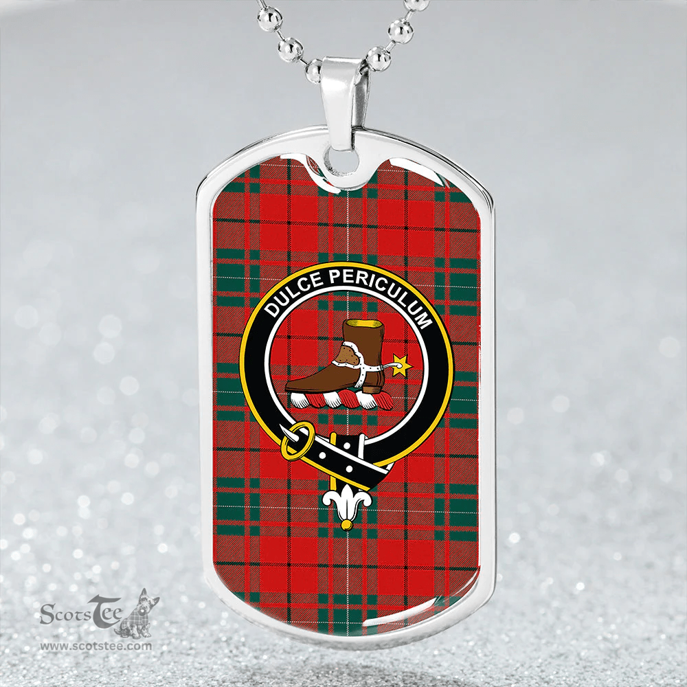 ScottishPlaid MacAulay Modern Clan Tartan Dog Tag Necklace - Crest Classic Scottish Plaid Tartan Plaid