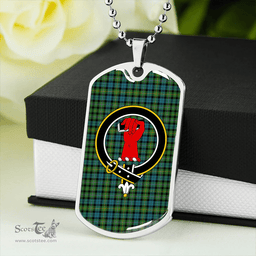 ScottishPlaid MacBride (MacBraid) Ancient Clan Tartan Dog Tag Necklace - Crest Classic Scottish Plaid Tartan Plaid
