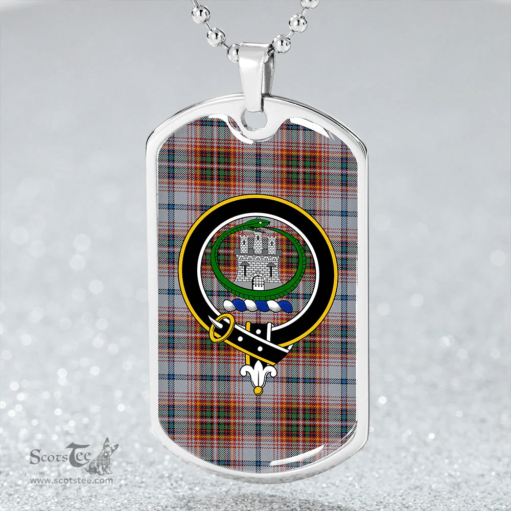 ScottishPlaid Innes Red Dress Weathered Clan Tartan Dog Tag Necklace - Crest Classic Scottish Plaid Tartan Plaid