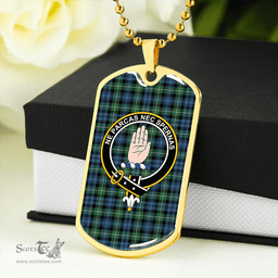 ScottishPlaid Lamont (MacLamont) Ancient Clan Tartan Dog Tag Necklace - Crest Classic Scottish Plaid Tartan Plaid