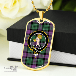 ScottishPlaid Lennie Ancient Clan Tartan Dog Tag Necklace - Crest Classic Scottish Plaid Tartan Plaid
