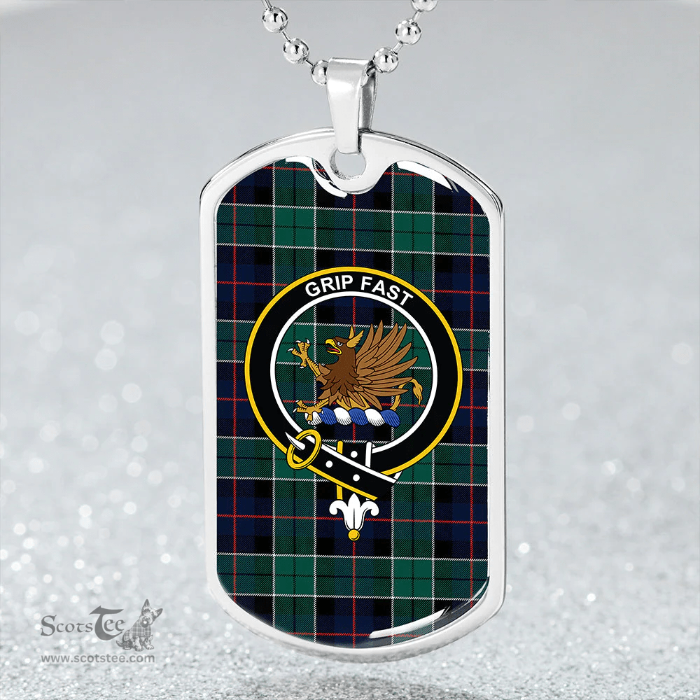 ScottishPlaid Leslie Hunting (Leslie Green) Modern Clan Tartan Dog Tag Necklace - Crest Classic Scottish Plaid Tartan Plaid