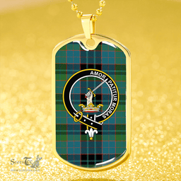ScottishPlaid Lumsden Hunting (Lumsden Green) Ancient Clan Tartan Dog Tag Necklace - Crest Classic Scottish Plaid Tartan Plaid