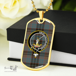 ScottishPlaid Lumsden Hunting (Lumsden Green) Weathered Clan Tartan Dog Tag Necklace - Crest Classic Scottish Plaid Tartan Plaid