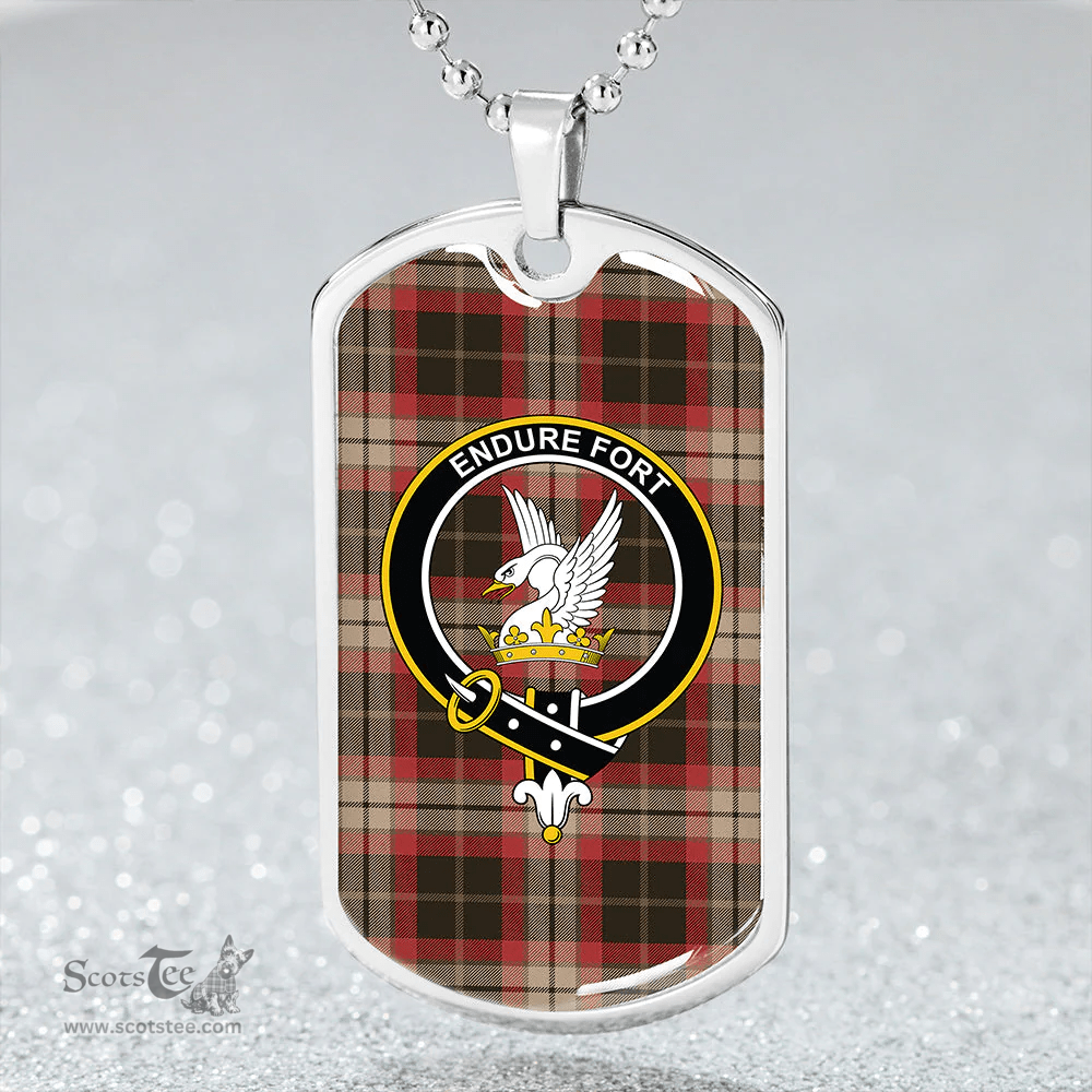 ScottishPlaid Lindsay Hunting Weathered Clan Tartan Dog Tag Necklace - Crest Classic Scottish Plaid Tartan Plaid