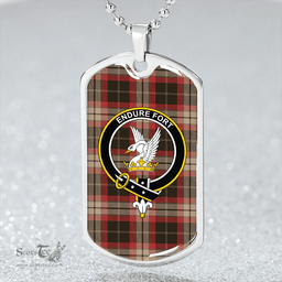ScottishPlaid Lindsay Hunting Weathered Clan Tartan Dog Tag Necklace - Crest Classic Scottish Plaid Tartan Plaid