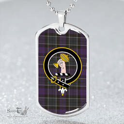 ScottishPlaid Lennie Weathered Clan Tartan Dog Tag Necklace - Crest Classic Scottish Plaid Tartan Plaid