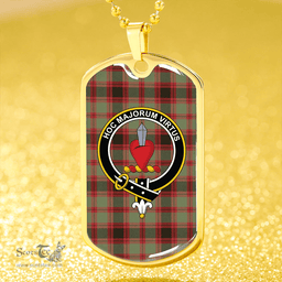ScottishPlaid Logan #1 Weathered Clan Tartan Dog Tag Necklace - Crest Classic Scottish Plaid Tartan Plaid