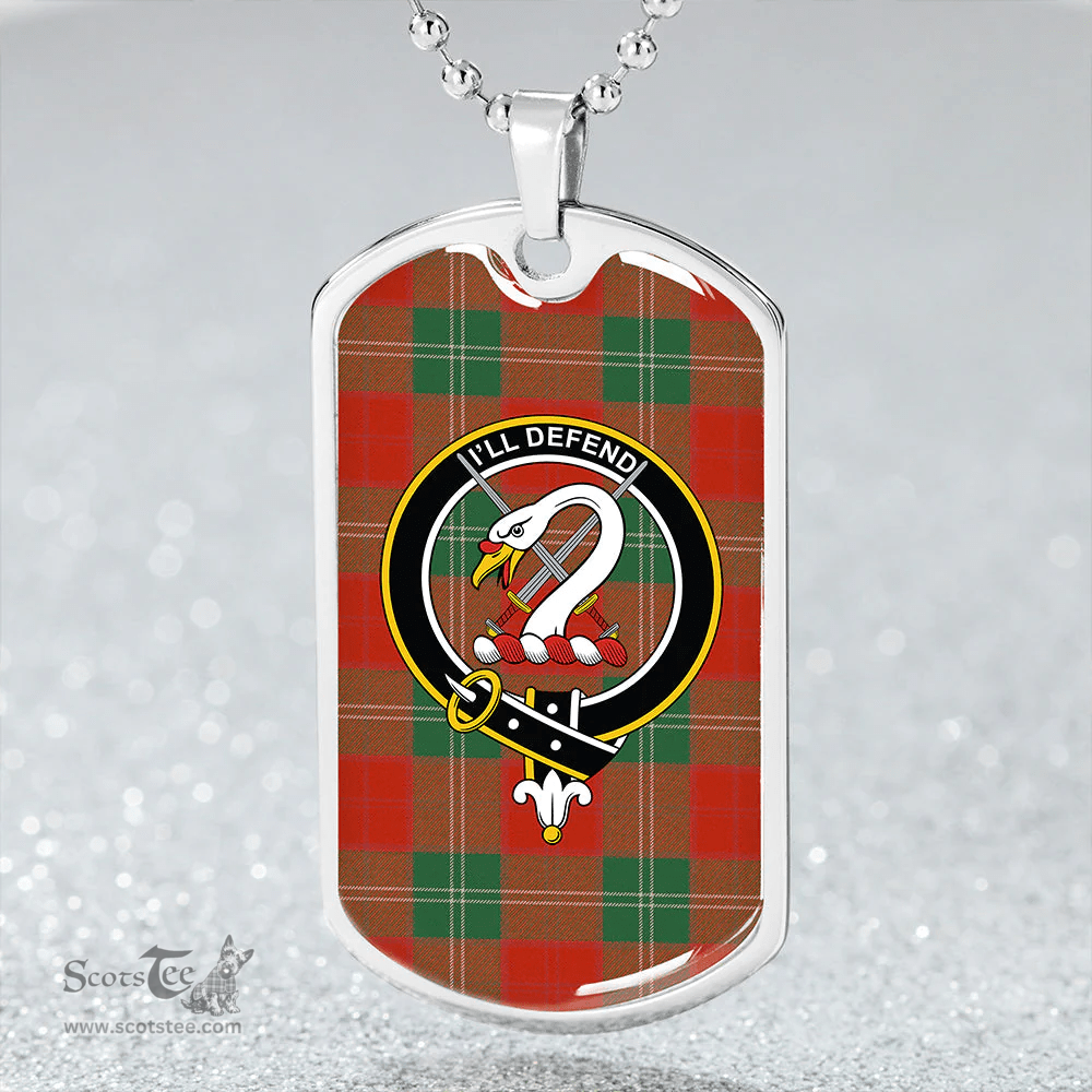 ScottishPlaid Lennox Ancient Clan Tartan Dog Tag Necklace - Crest Classic Scottish Plaid Tartan Plaid