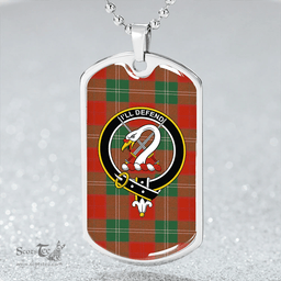 ScottishPlaid Lennox Ancient Clan Tartan Dog Tag Necklace - Crest Classic Scottish Plaid Tartan Plaid