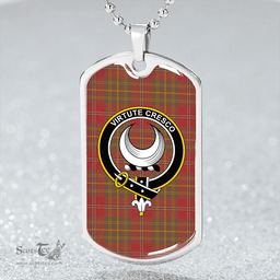 ScottishPlaid Leask Weathered Clan Tartan Dog Tag Necklace - Crest Classic Scottish Plaid Tartan Plaid