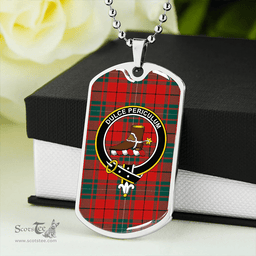 ScottishPlaid MacAulay Modern Clan Tartan Dog Tag Necklace - Crest Classic Scottish Plaid Tartan Plaid