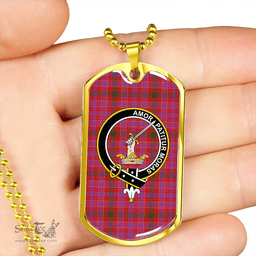 ScottishPlaid Lumsden of Clova Modern Clan Tartan Dog Tag Necklace - Crest Classic Scottish Plaid Tartan Plaid