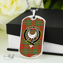 ScottishPlaid Leask Ancient Clan Tartan Dog Tag Necklace - Crest Classic Scottish Plaid Tartan Plaid