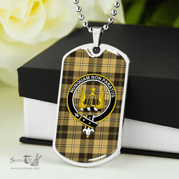 ScottishPlaid Johnstone Orange/Black (Johnson Orange/Black) Clan Tartan Dog Tag Necklace - Crest Classic Scottish Plaid Tartan Plaid