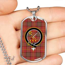 ScottishPlaid Kirk Weathered Clan Tartan Dog Tag Necklace - Crest Classic Scottish Plaid Tartan Plaid