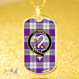 ScottishPlaid Lennox Dress Dance Purple Clan Tartan Dog Tag Necklace - Crest Classic Scottish Plaid Tartan Plaid