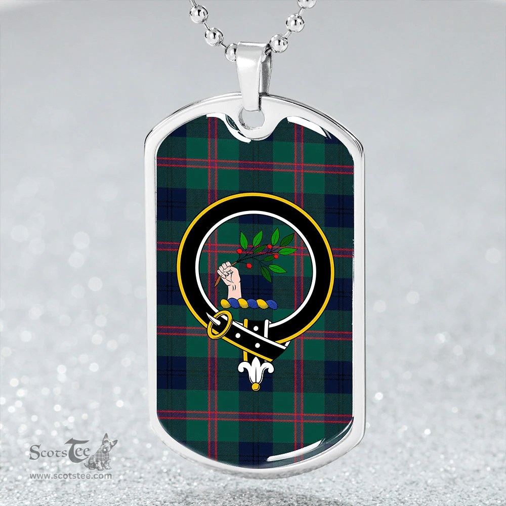 ScottishPlaid Laurie Modern Clan Tartan Dog Tag Necklace - Crest Classic Scottish Plaid Tartan Plaid