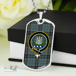 ScottishPlaid Innes (Georgina) Clan Tartan Dog Tag Necklace - Crest Classic Scottish Plaid Tartan Plaid