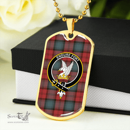 ScottishPlaid Lindsay (Smibert) (Lindsay New) Weathered Clan Tartan Dog Tag Necklace - Crest Classic Scottish Plaid Tartan Plaid