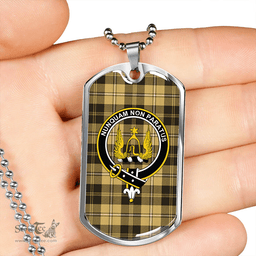 ScottishPlaid Johnstone Orange/Black (Johnson Orange/Black) Clan Tartan Dog Tag Necklace - Crest Classic Scottish Plaid Tartan Plaid