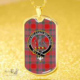 ScottishPlaid MacBean (MacBain) Modern Clan Tartan Dog Tag Necklace - Crest Classic Scottish Plaid Tartan Plaid