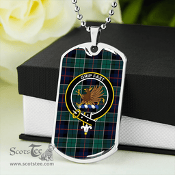 ScottishPlaid Leslie Hunting (Leslie Green) Modern Clan Tartan Dog Tag Necklace - Crest Classic Scottish Plaid Tartan Plaid