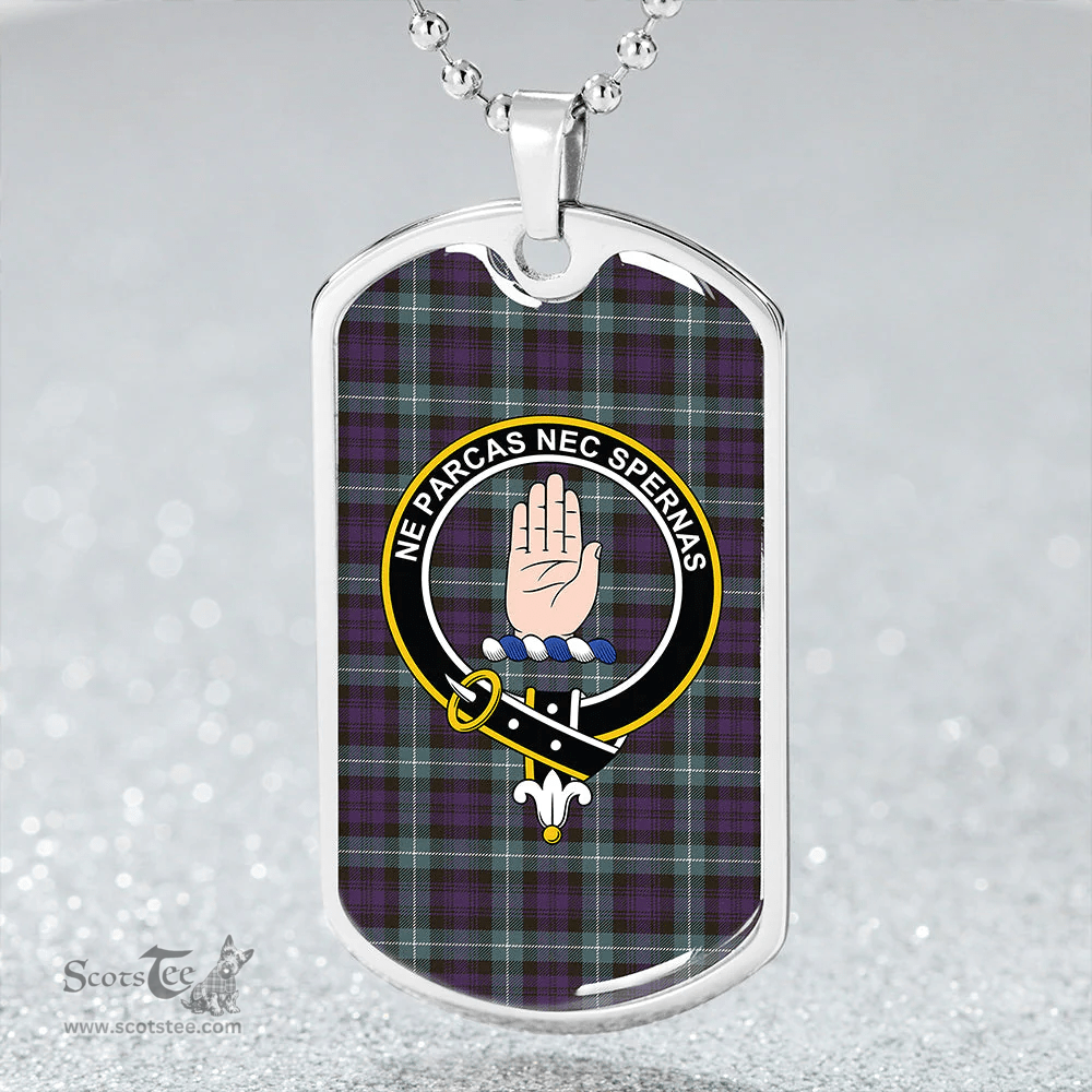 ScottishPlaid Lamont Weathered Clan Tartan Dog Tag Necklace - Crest Classic Scottish Plaid Tartan Plaid