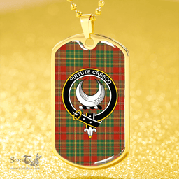 ScottishPlaid Leask Ancient Clan Tartan Dog Tag Necklace - Crest Classic Scottish Plaid Tartan Plaid
