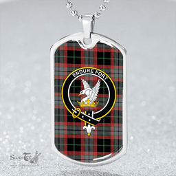 ScottishPlaid Lindsay Hunting Ancient Clan Tartan Dog Tag Necklace - Crest Classic Scottish Plaid Tartan Plaid