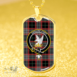 ScottishPlaid Lindsay Hunting Ancient Clan Tartan Dog Tag Necklace - Crest Classic Scottish Plaid Tartan Plaid