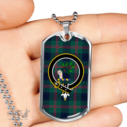 ScottishPlaid Laurie Modern Clan Tartan Dog Tag Necklace - Crest Classic Scottish Plaid Tartan Plaid