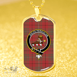 ScottishPlaid MacAulay Weathered Clan Tartan Dog Tag Necklace - Crest Classic Scottish Plaid Tartan Plaid