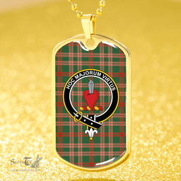ScottishPlaid Logan #3 Ancient Clan Tartan Dog Tag Necklace - Crest Classic Scottish Plaid Tartan Plaid