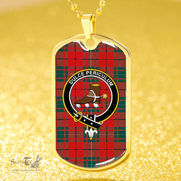 ScottishPlaid MacAulay Modern Clan Tartan Dog Tag Necklace - Crest Classic Scottish Plaid Tartan Plaid