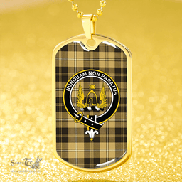 ScottishPlaid Johnstone Orange/Black (Johnson Orange/Black) Clan Tartan Dog Tag Necklace - Crest Classic Scottish Plaid Tartan Plaid