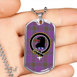 ScottishPlaid Phillips Ancient Clan Tartan Dog Tag Necklace - Crest Classic Scottish Plaid Tartan Plaid