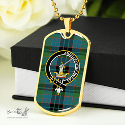 ScottishPlaid Lumsden Hunting (Lumsden Green) Ancient Clan Tartan Dog Tag Necklace - Crest Classic Scottish Plaid Tartan Plaid