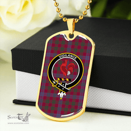 ScottishPlaid Laing Artefact (Lang Artefact) Modern Clan Tartan Dog Tag Necklace - Crest Classic Scottish Plaid Tartan Plaid