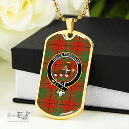 ScottishPlaid MacAulay Ancient Clan Tartan Dog Tag Necklace - Crest Classic Scottish Plaid Tartan Plaid
