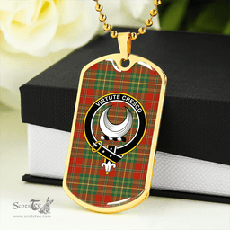 ScottishPlaid Leask Ancient Clan Tartan Dog Tag Necklace - Crest Classic Scottish Plaid Tartan Plaid