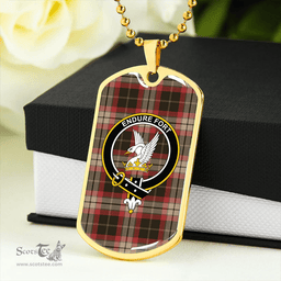 ScottishPlaid Lindsay Hunting Weathered Clan Tartan Dog Tag Necklace - Crest Classic Scottish Plaid Tartan Plaid