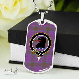 ScottishPlaid Phillips Ancient Clan Tartan Dog Tag Necklace - Crest Classic Scottish Plaid Tartan Plaid
