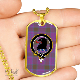 ScottishPlaid Phillips Ancient Clan Tartan Dog Tag Necklace - Crest Classic Scottish Plaid Tartan Plaid